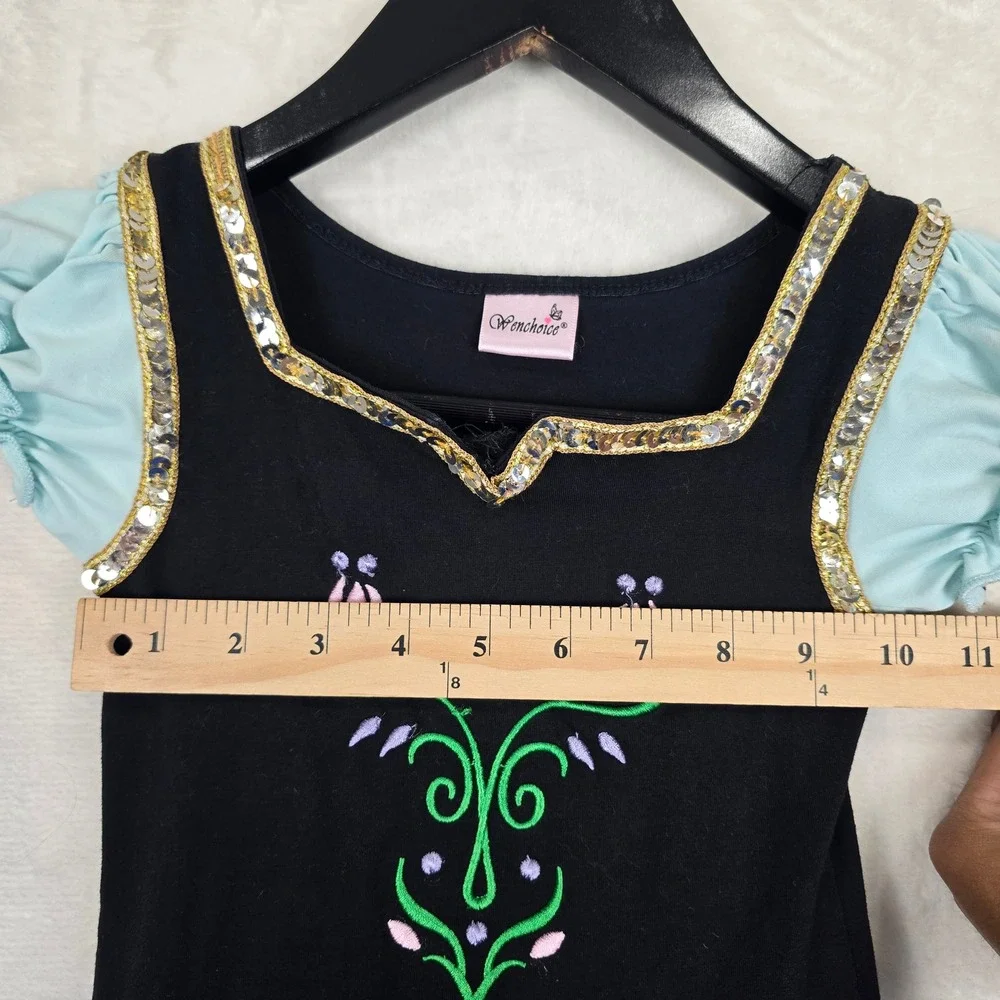 Wenchoice Toddler Medium black Blue Floral Sequin Tutu Ballerina Costume Dress